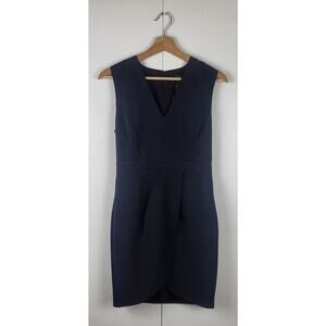 NWT BCBGMAXAZRIA V Neck Sleeveless Tulip Poppy Mini Black Wrap Skirt Dress | 2